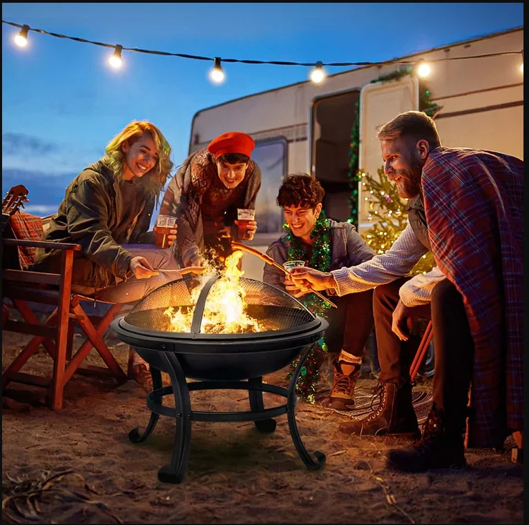 OEM ODM Best Sellers 2023 Outdoor Garden Fireplace with BBQ Grill High Quality Steel Firepit
