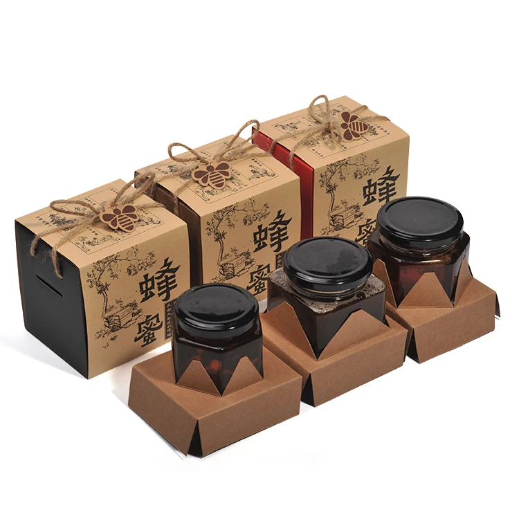 Custom Printed Fold Recyclable Honey Packaging Corrugated Kraft Paper Cardboard Carton Box with Handle