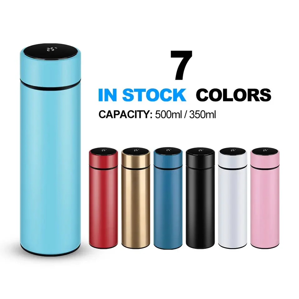 Custom Glitter Rose Gold Intelligent Thermoses Cup Blank Sublimation Digital Vacuum Flask