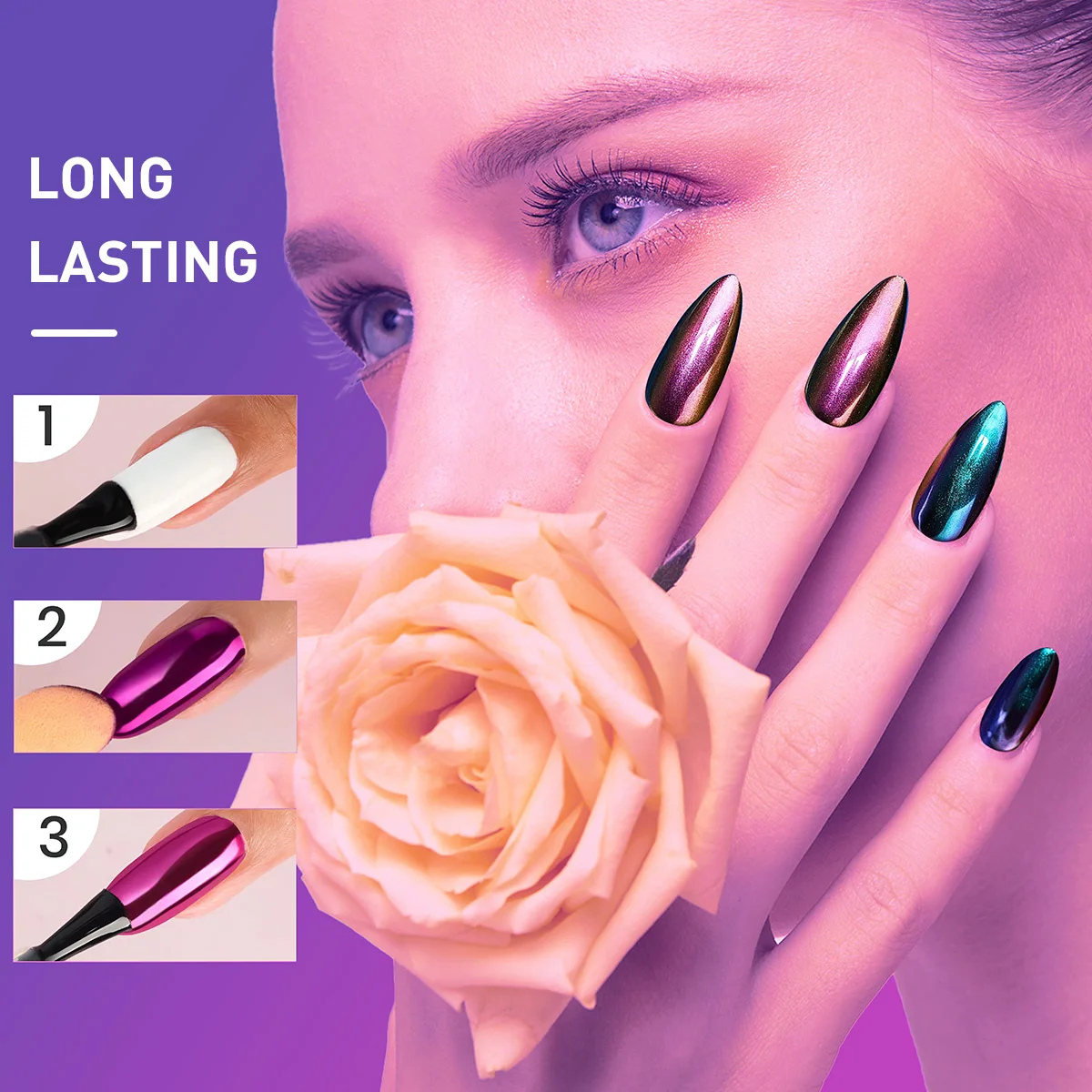 2024 Hot Sale Nail Magic Mirror Powder Custom Logo Multicolor Pigment Powder Chrome Powder Nail