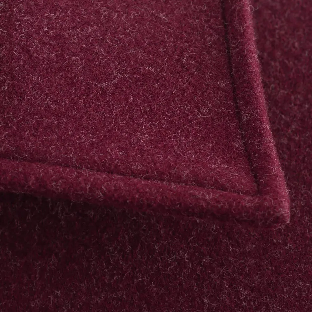 PB&ZA Women 2024 Autumn New Fashion Burgundy Pocket Zipper Wool Coat Vintage Long Sleeve Female Outerwear Chic