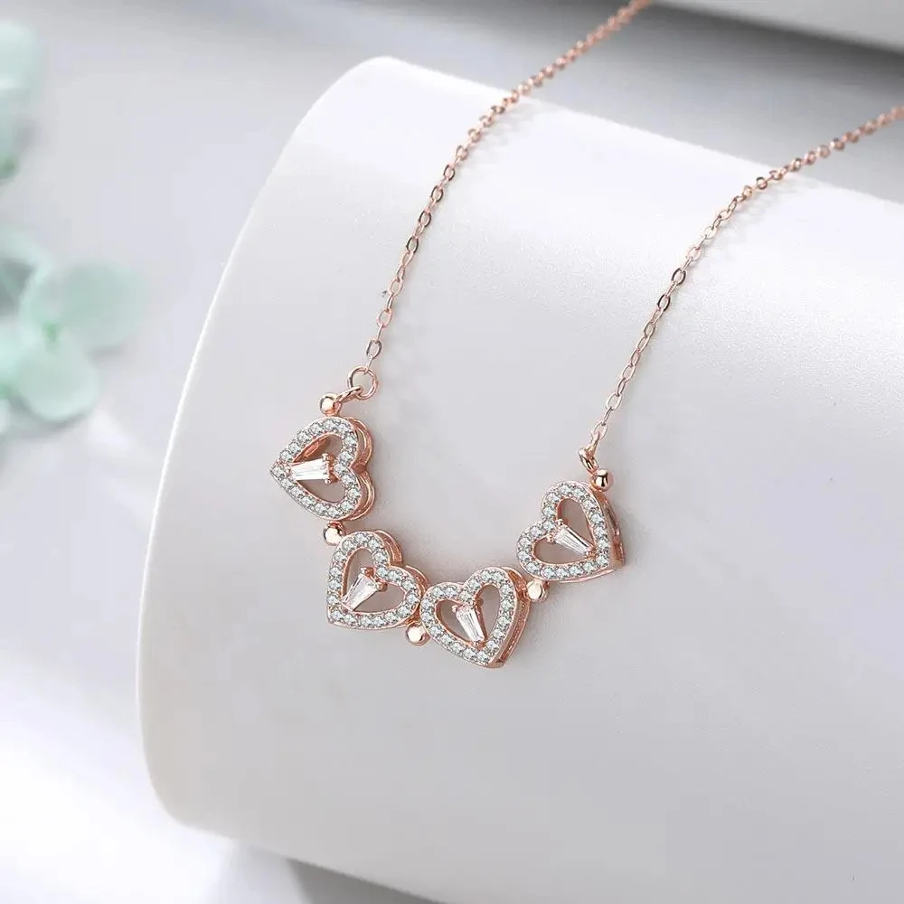 fashion hip hop jewelry 2 in 1 transformable 925 silver four leaf clover chain necklace for women girls ladies