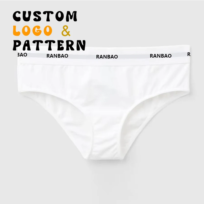 Custom elastic waist Convenient Logo stretch Organic Cotton Low rise Underwear Brief thong for women