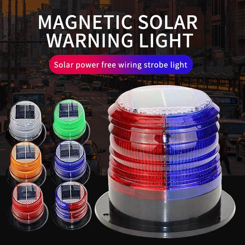 Solar Flashing Traffic Signal Beacon warning Lamp magnetic flash Traffic And Road Beacon Car Roof Light