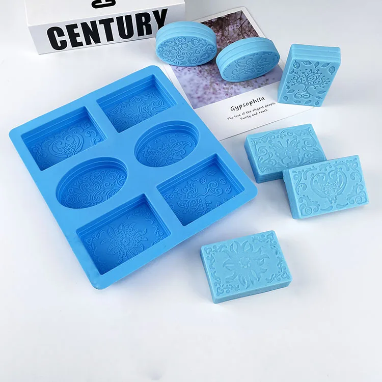 Handmade Silicone Soap Molds DIY Baking Rectangle Silicone Soap Molds Mixed Patterns Soap Making Supplies