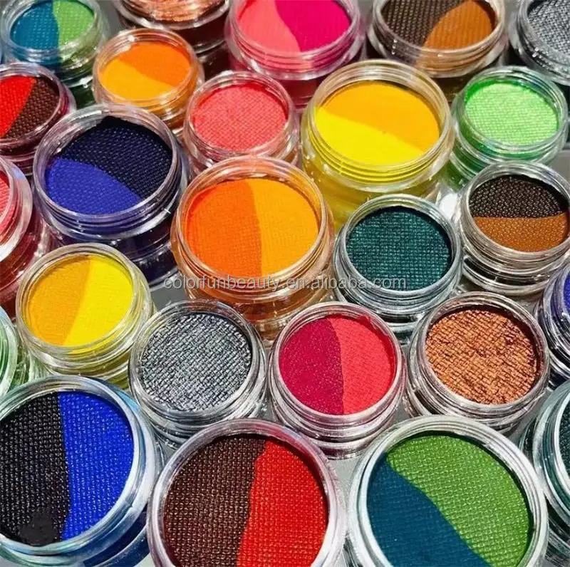 Private Label water activated eyeliner palette 2 split colors cosmetic face Body Paint Palette liner for face makeup