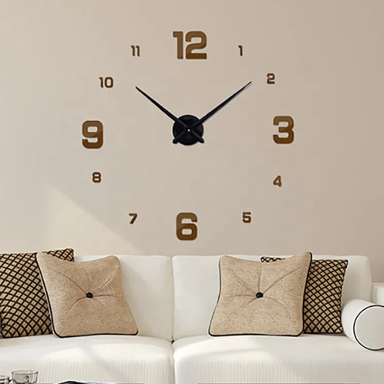 
wholesale modern home decorative wall mounted watches frameless sticker 3d DIY wall clocks 