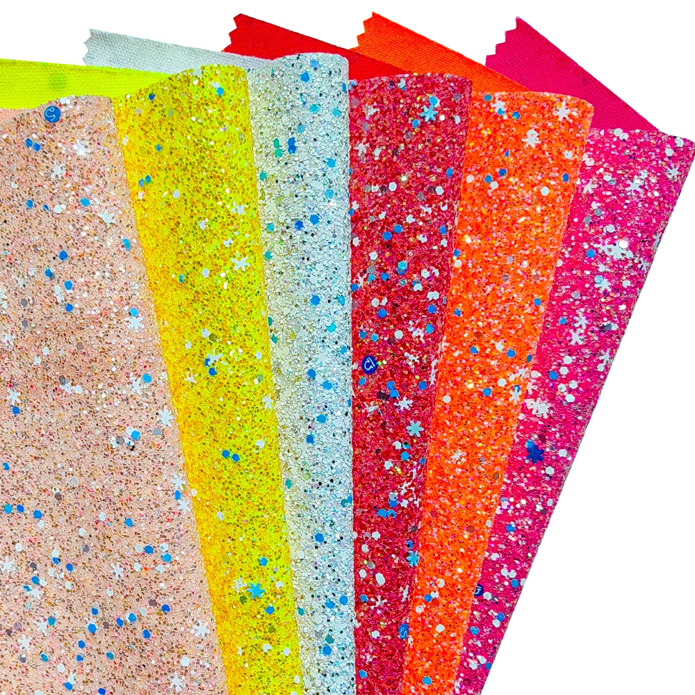 Factory Stretch Crystal Snowflake Sequins Synthetic Glitter Fabric for Earring Accessory Chunky Leather