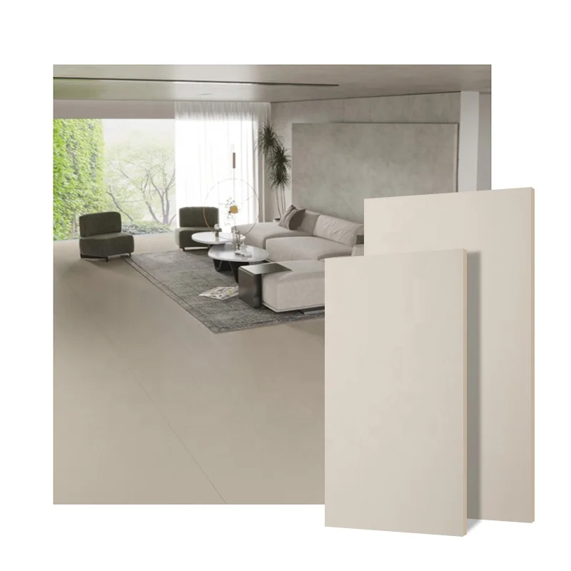 600X1200Mm Wabi-Sabi Style Beige White Cream Micro Cement Porcelain Tile Kitchen Bathroom Living Room