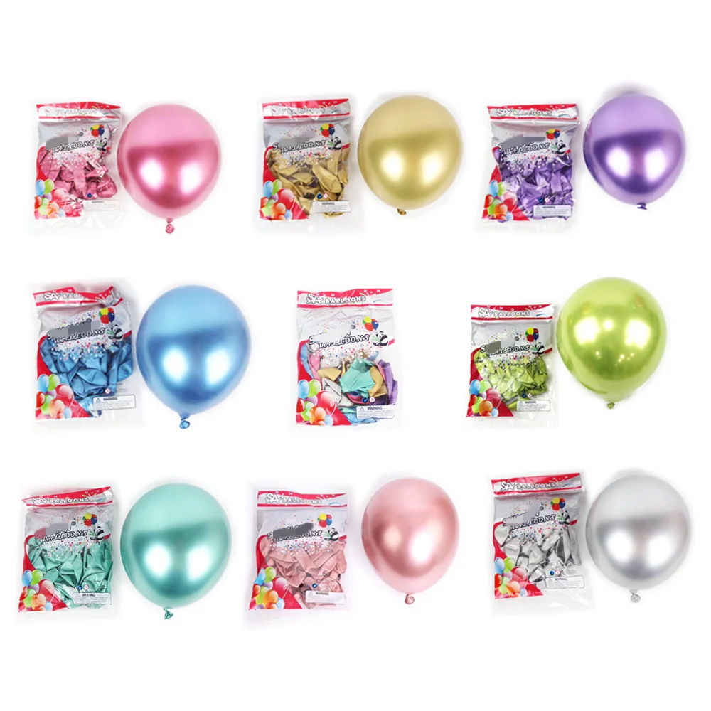 Factory Directly Wholesalers For Party Decorations Chrome Helium 2.8g Sliver Gold 12inch Thick Metallic Natural Latex Balloons