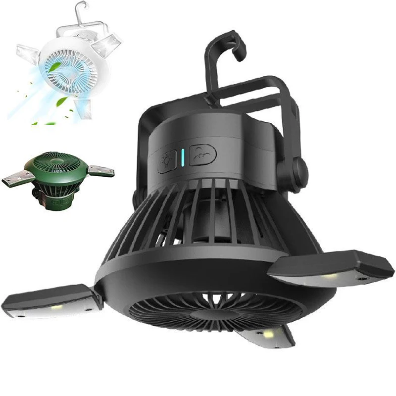 Solar Camping Tent Light Rechargeable Outdoor Portable Camping Fan 4 in 1 Car Luminous White Lamp OEM Motor Power Battery Warm