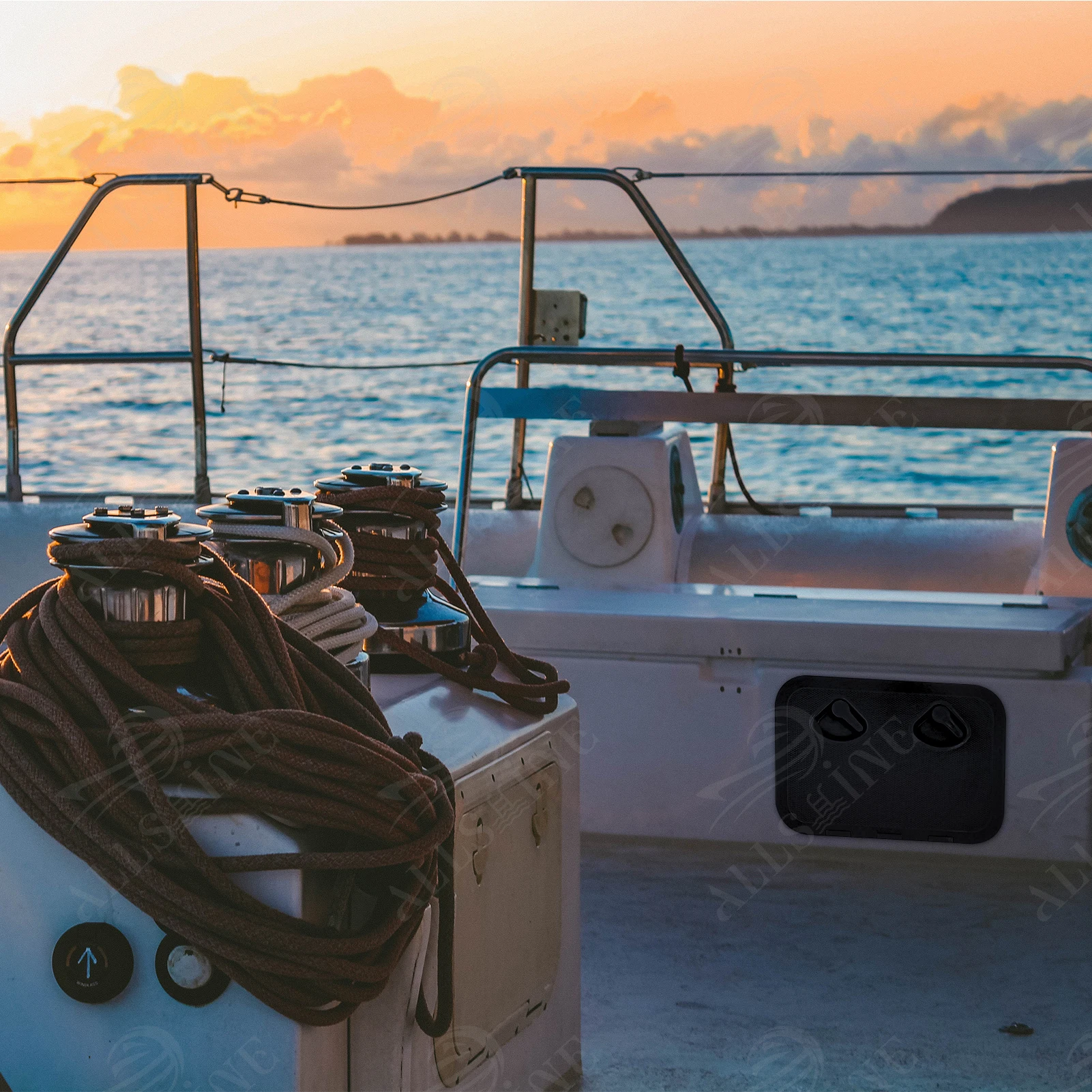 Allshine Marine Boat parts Hatch Deck Plate small Black Square hatch cover for Marine Boat