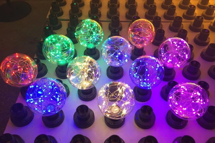 G95 G125 ST64 G80 Edison LED Творческий цветная лампа Ресторан Бар КТВ медный провод декоративные лампочки RGB 110V 220V