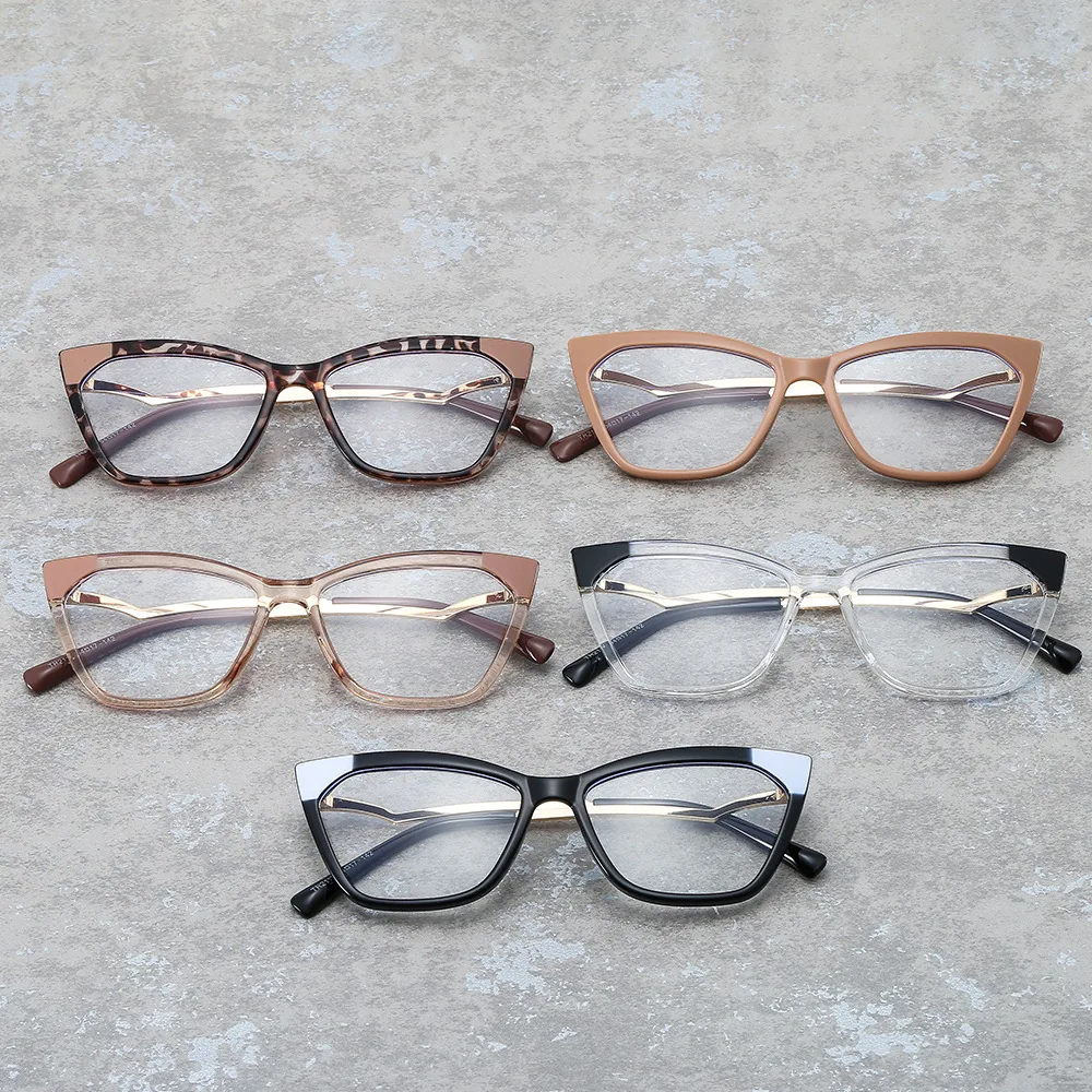 Cat Eye Computer Glasses Anti Blue Light Glasses Frames Spring Hinge Women Fashion Eyeglasses Frames