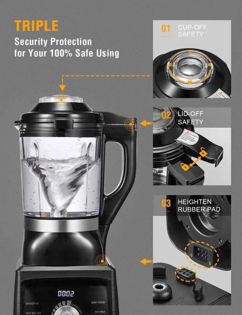 Automatic heating household juicer extractor machine blender smoothie multi-function blender