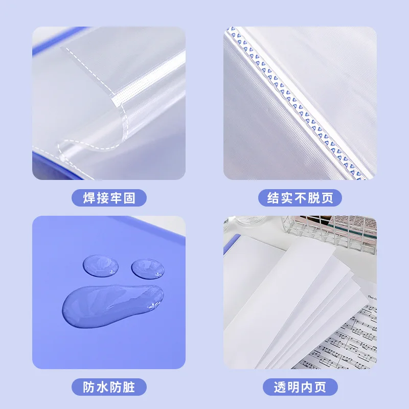 Large Capacity PP A4 Waterproof plastic Specifications Clear Pockets Presentation art display book presentation file folder