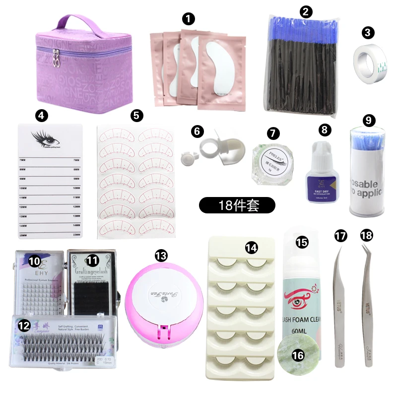 EHY lash applicators hot sell shampoo eyelash extension mannequin training kit eyelash makeup tools