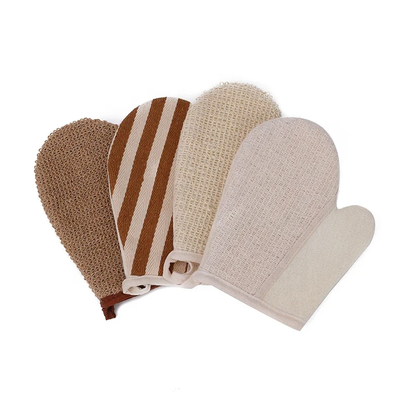 Лидер продаж, Губка из натурального конопляного волокна, отшелушивающий скраб, варежка для ванны, спа-перчатка для душа