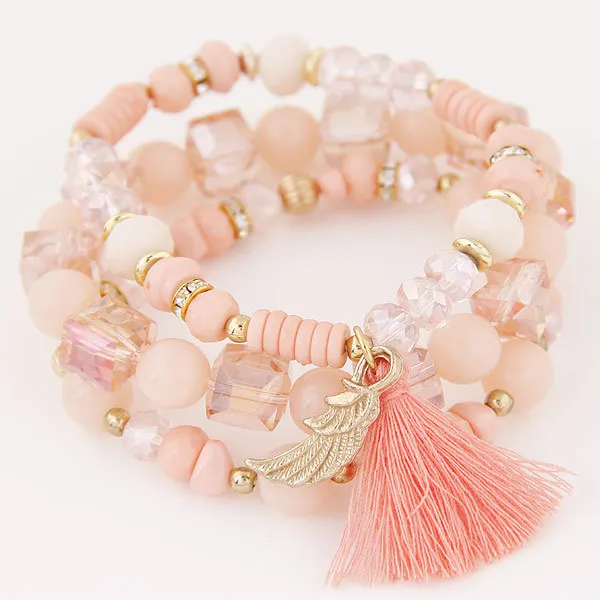 2022 Hot Selling Tassel Bracelet Handmade Multi Color Beaded Set DIY Style Accept Clients Logo Charm Cheap