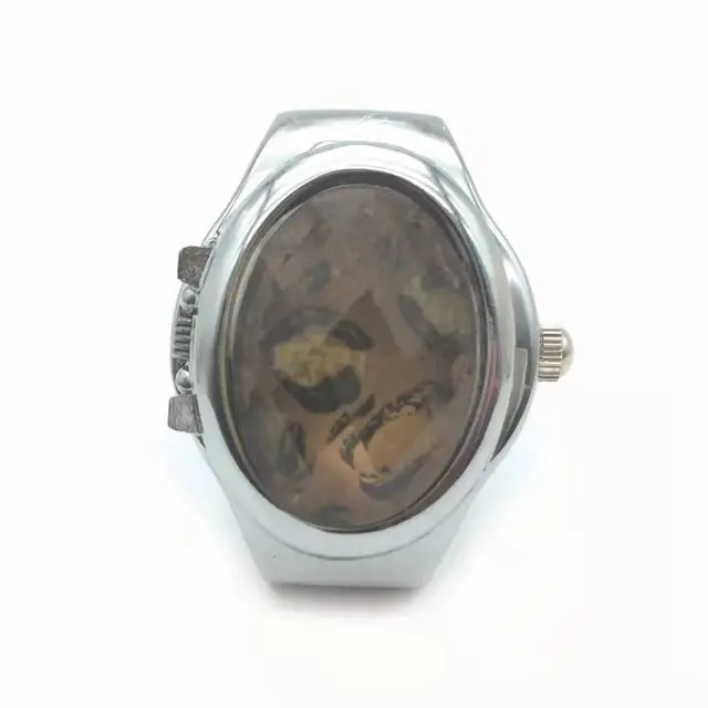 Colorful Leopard Style Easy To Open Cover Japan Movement Quartz Watch Luxury Diamond Men Finger Ring Watch