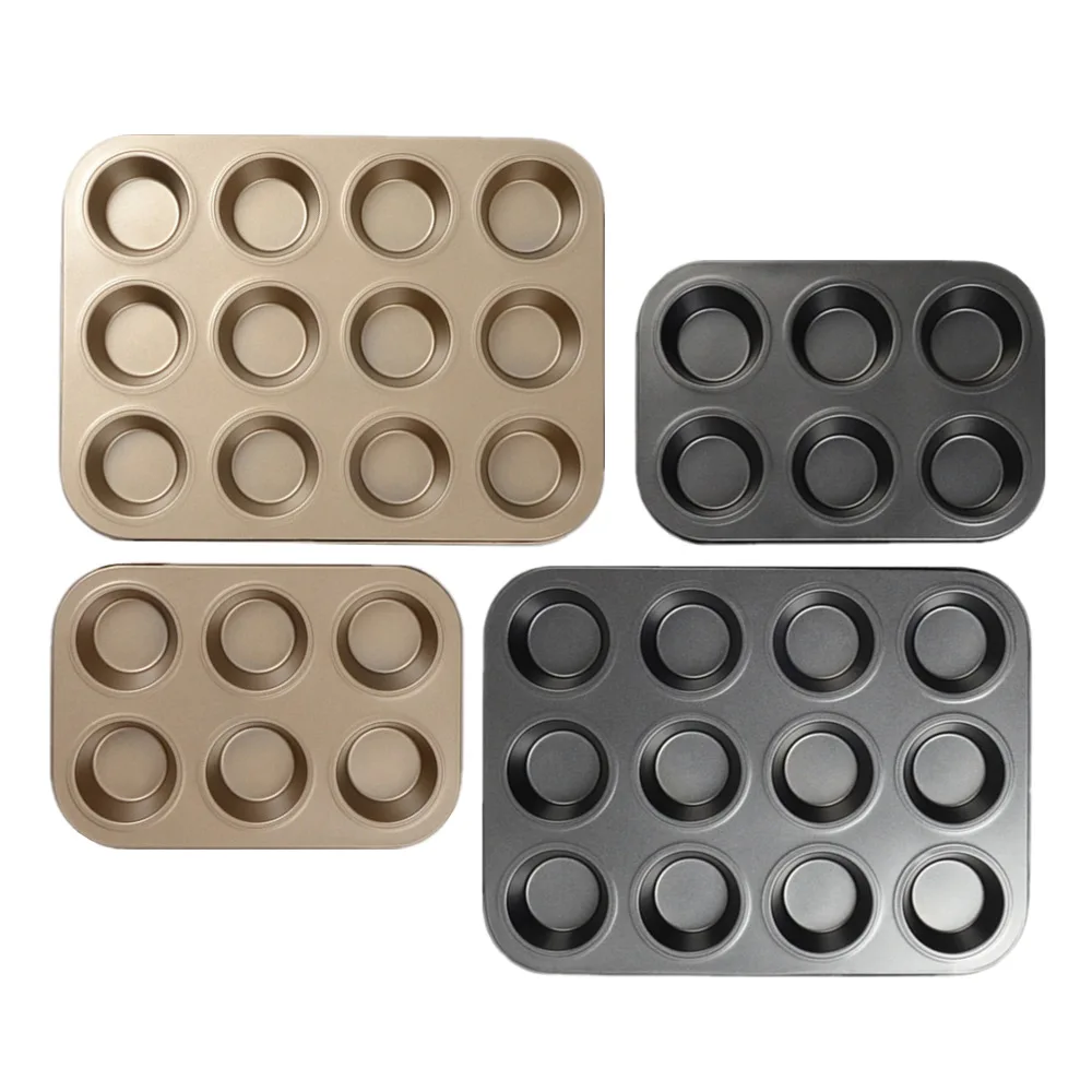 XLR  Hot Selling Bakeware Non-stick 12 Cups Round Muffin Pan Carbon Steel Muffin Dessert Cake Baking Mold Cakecup Tray