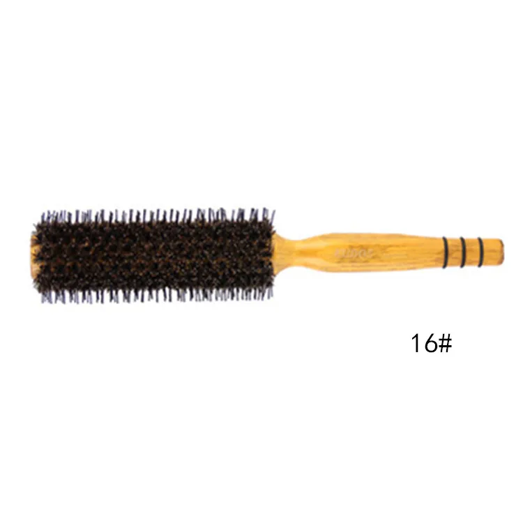 Portable Hair Brush Comb Round Anti-static Curly Brush Natural Bristle Wood Handle Hair Styling Comb