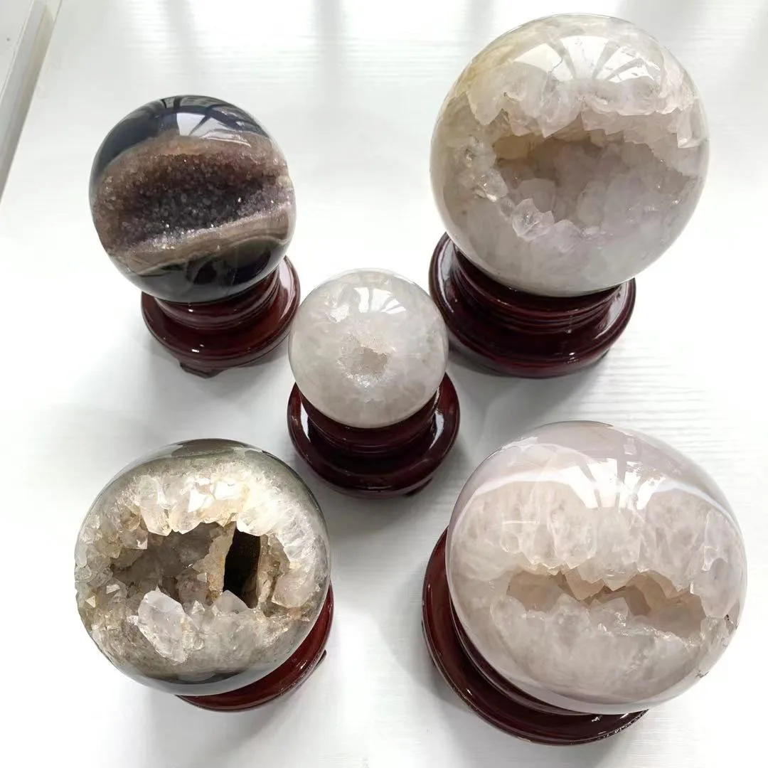 
Natural High Quality Geode Agate Sphere Open Smiling Crystal Ball For Home Decoration-XCG 