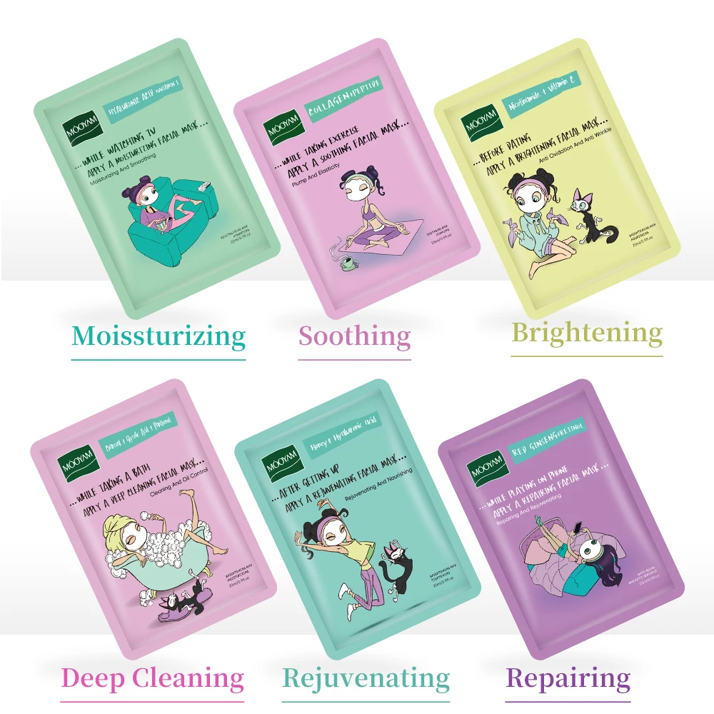 Private Label Girl Life Series Beauty Skin Care Sheet Mask Korean Organic Fruit Whitening Face Masks