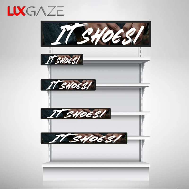 LuxGaze Advertising Digital Shelf Display Player 4k Monitor Stretched Lcd Ultra-Wide Bar LCD Screen For Shelf Edge