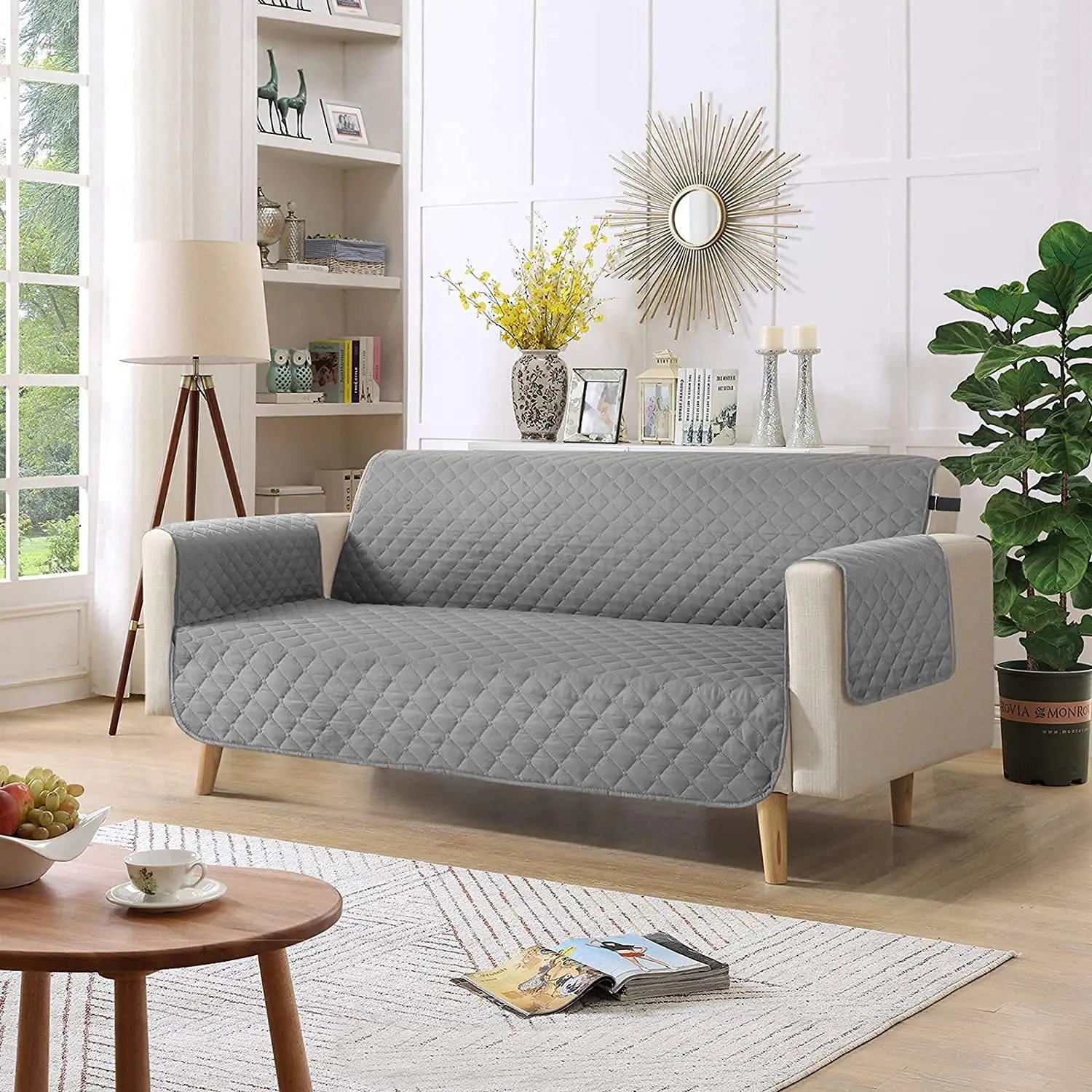 waterproof Reversible Couch sofa cushions Water Resistant Furniture Protector Cover with Foam Sticks Elastic Straps for Pet Cat