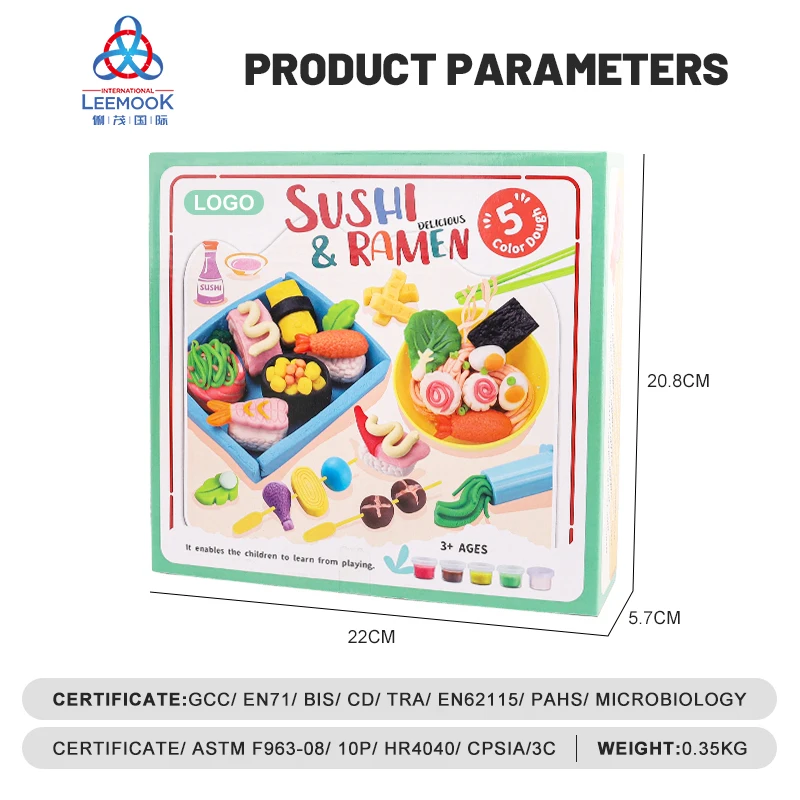Leemook Imagination creativity improvement children educational playdough set sushi ramen colored clay kids food play dough set