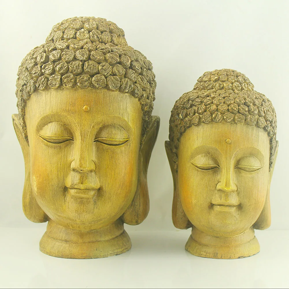 Large and small size buddha statue in wooden finish