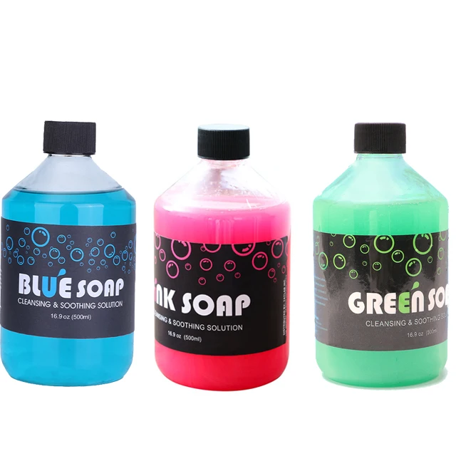 500ml Concentrating Tattoo Green Soap/Blue Soap Mild Tattoo Cleaning Soothing Aftercare Solution Liquid Soap for Tattoo Salon