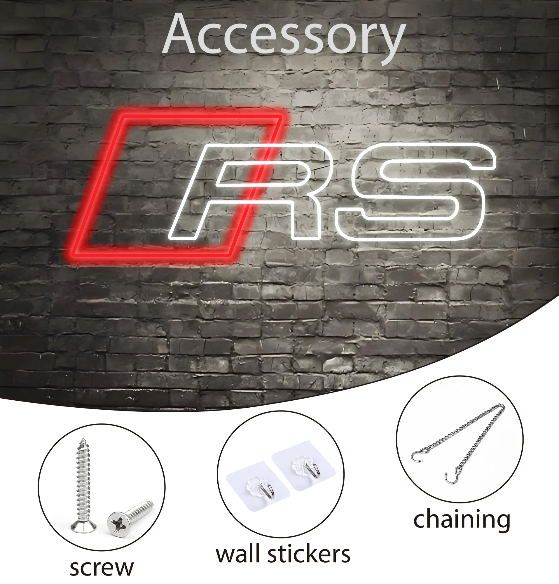 RS Neon Sign Custom 5V USB Powered Car Neon Sign Brightness Adjustable with Plastic Body for Garage 4S Store Decoration