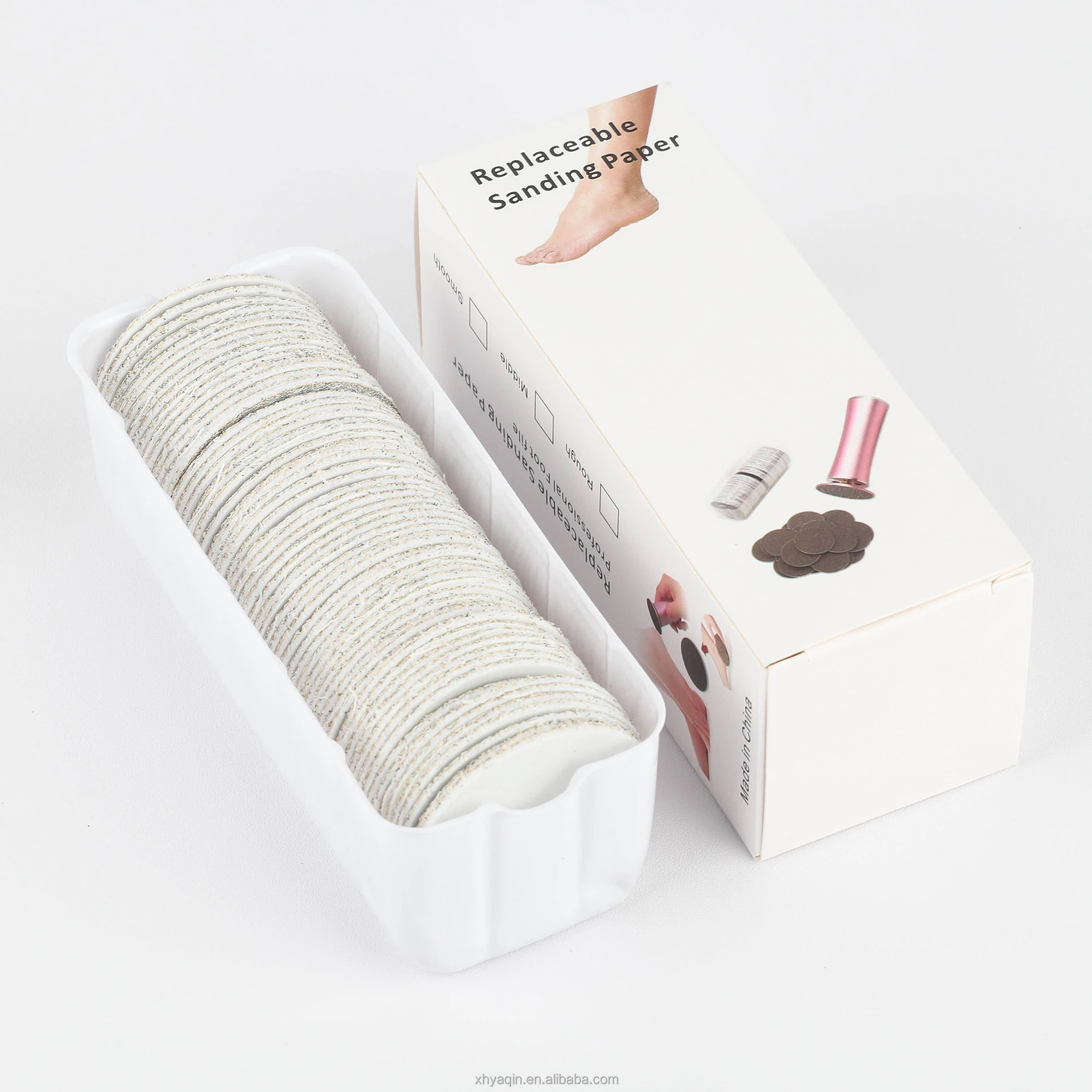 42mm Callus Skin Remover Sand Paper Discs White Zebra 60pcs/box Pedicure Replacement Round Sanding Paper For Electric Foot File