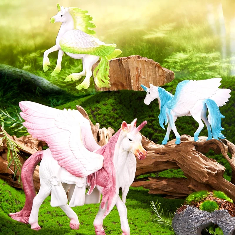 3PCS Unicorn Pegasus Vinyl Toy Animals Plastic Model