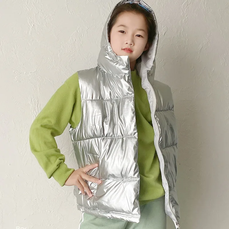
Winter Mother And Son Bubble Coat Fashion Family Clothing Set Little Girl Down Vest With Hooded Sleeveless Mommy And Me Jackets 