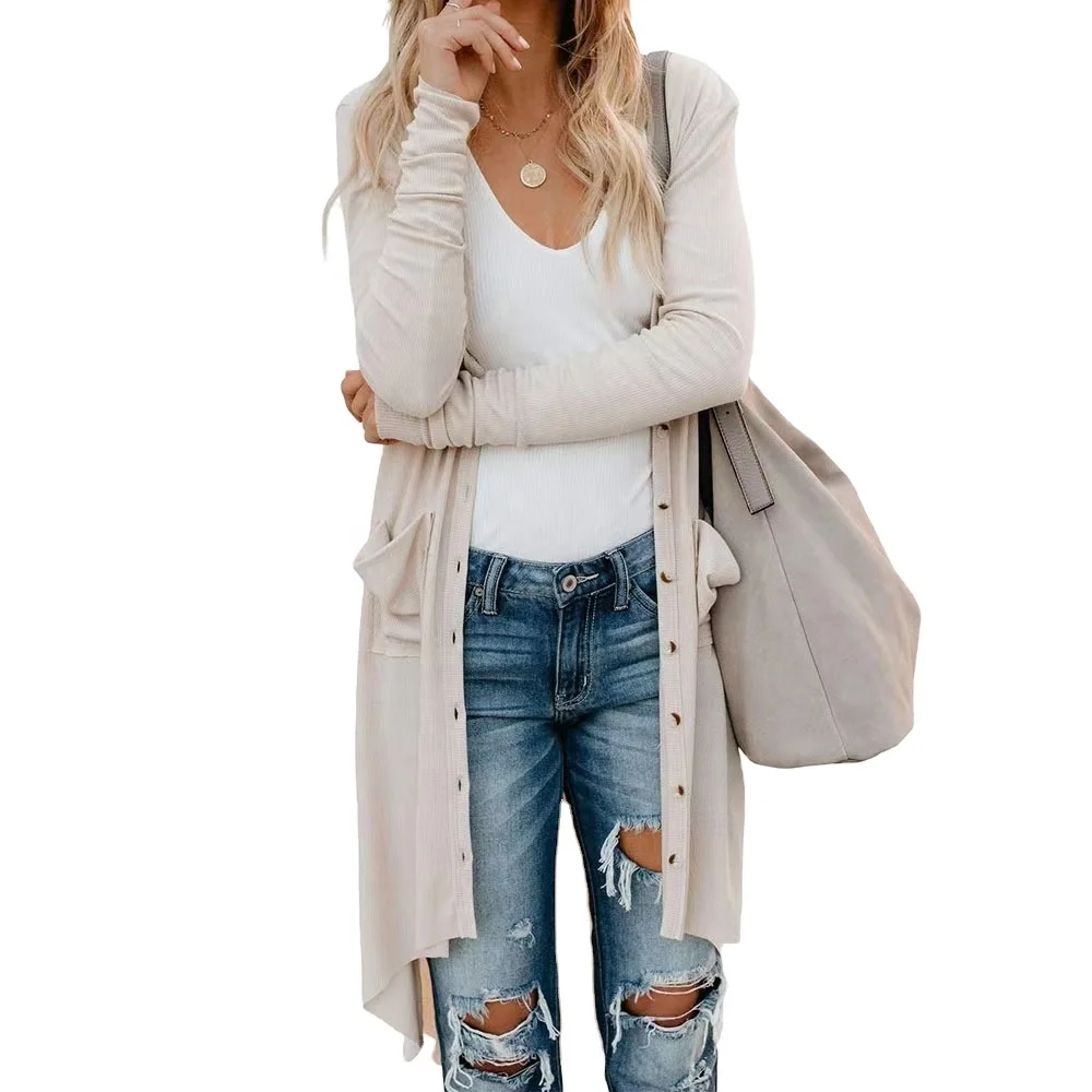 2022 Female Long Sweater Super Star Cardigan Casual Cardigans for Women Knitwear with Pocket Computer Knitted V-neck Winter 2PCS