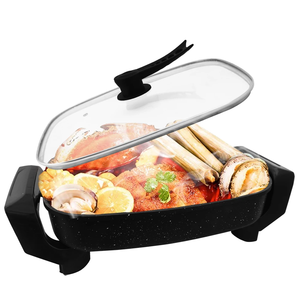 Wholesale Multi Function New Large Capacity Non Stick Hotpot Indoor Big Square Electric Fast Cooker Soup Hot Pot for Cooking