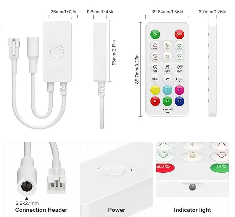 WS2811 2812 Symphony Bluetooth Music sound Controller 5V12V24V Light Strip LED Controller