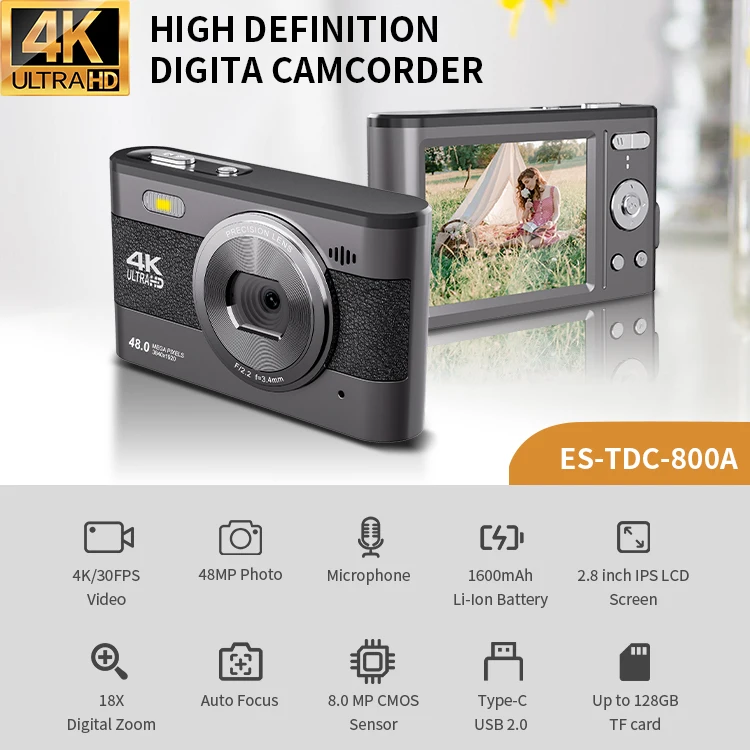 Компактная 18-кратная цифровая камера для фотосъемки с