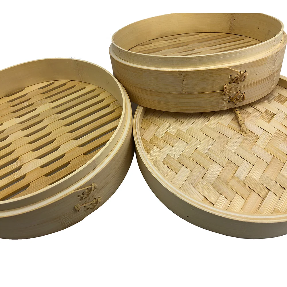 World Of Flavours Aluminum For 10 Inch 2 Tier Bundle Kit Set 12 Inch Tiers Lid Bamboo Steamer Basket With Ring Adapter