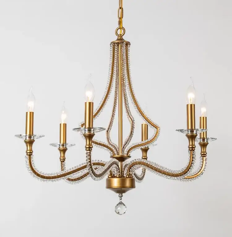 Traditional wrought iron chandelier with K9 crystal rococo restoration chandelier crystal decoration indoor pendant lamp lights