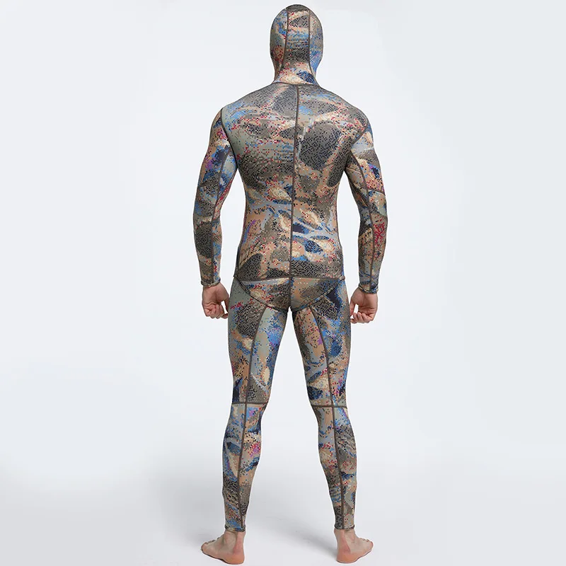 Wholesale custom 3mm 5mm stretch neoprene fabric two piece suit unisex long sleeve back zipper surfing wetsuit