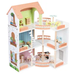 Wooden Furnished Luxury Villa Toys Large Doll House Pretend Toys