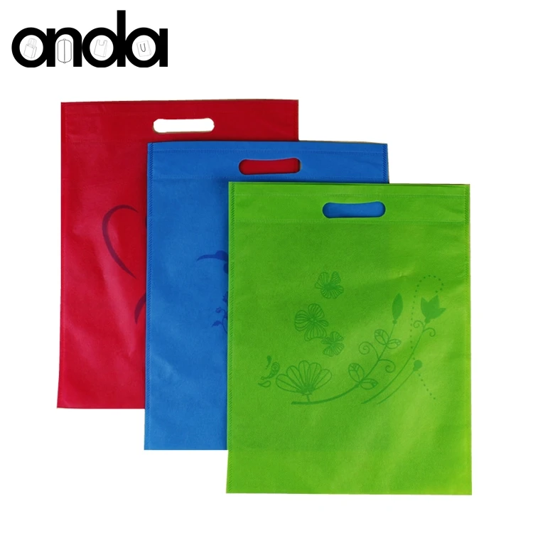 Wholesale Colorful Printed Nonwoven Fabric Die Cut Shopping Eco Bags