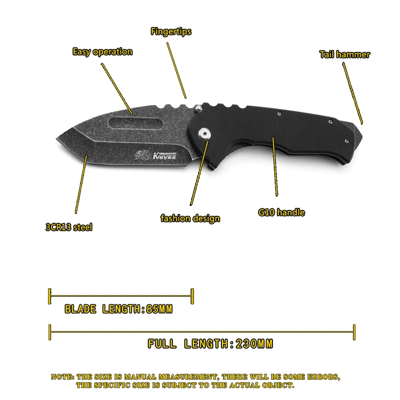 Custom package camping tool 3Cr13 Stainless steel folding knife pocket knife with G10 handle