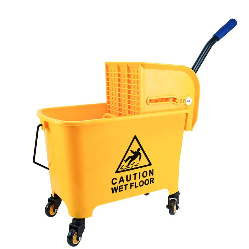 Manufacturer Plastic Double Bucket Plastic Cleaning Trolley Set Plastic Standard Pressed double bucket mop wringer