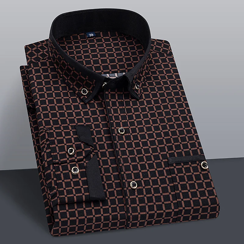 Fancy Fashion Designer Double spread collar Printed dress shirts for men
