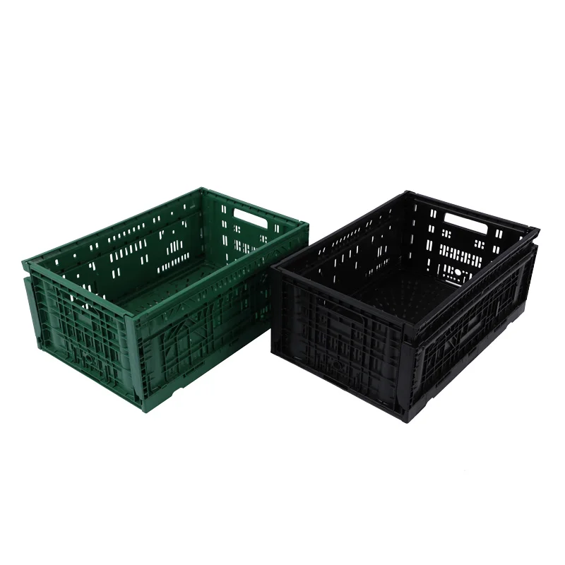 collapsible hard plastic storage fruit foldable vegetable egg transport  bins plastic foldable crate